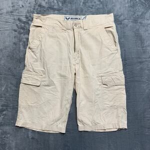 Avirex Plaid Cargo Shorts Men's Size 34 Beige‎ Cream Shorts